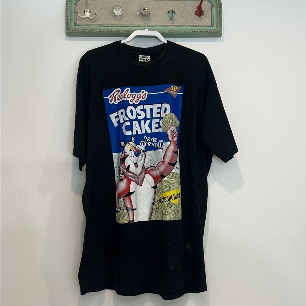 Vintage PRO Kellogg's Frosted Cakes Tiger Stacks Graphic T-Shirt black 3XL Men’s